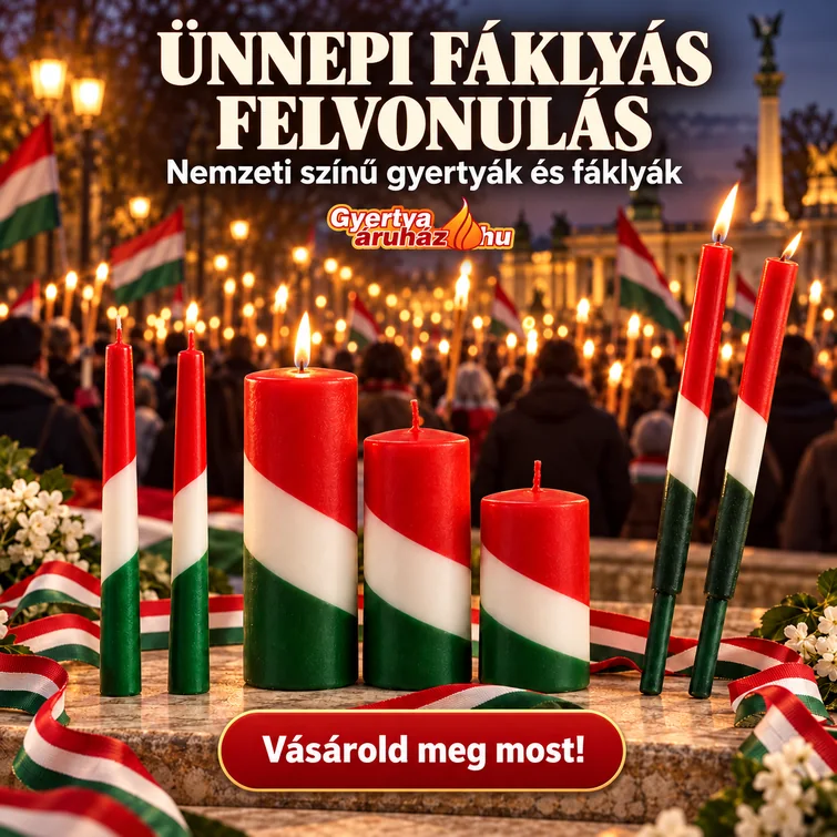 Felvonulási fáklya és gyertya nemzeti színben