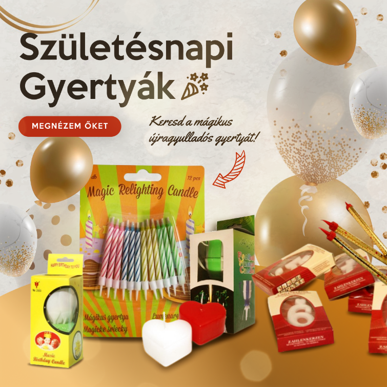 Születésnapi gyertyák, mágikus tortagyertya, újragyulladós tortagyertya