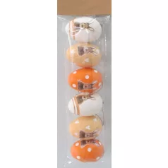 Műanyag dekor tojás 6 db/csomag fehér/narancs nyuszis