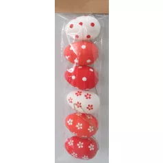 Műanyag dekor tojás 6 db/csomag virágos/pöttyös