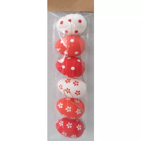 Műanyag dekor tojás 6 db/csomag virágos/pöttyös