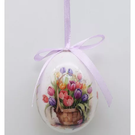 Műanyag dekor tojás 12 db/csomag tulipános
