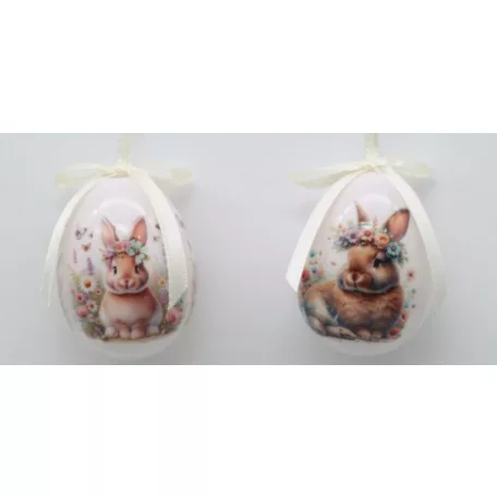 Műanyag dekor tojás 24 db/csomag nyuszis