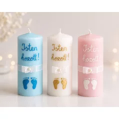 Henger gyertya 6x15 cm díszített - keresztelőre