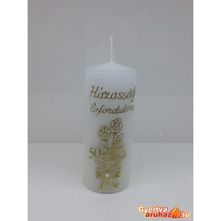 Tuskó gyertya nagy díszített - Házassági évfordulóra, virággal
