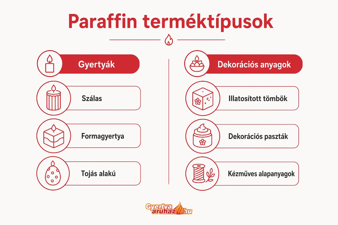 Áttekintő infografika a paraffin alapú termékek fajtáiról