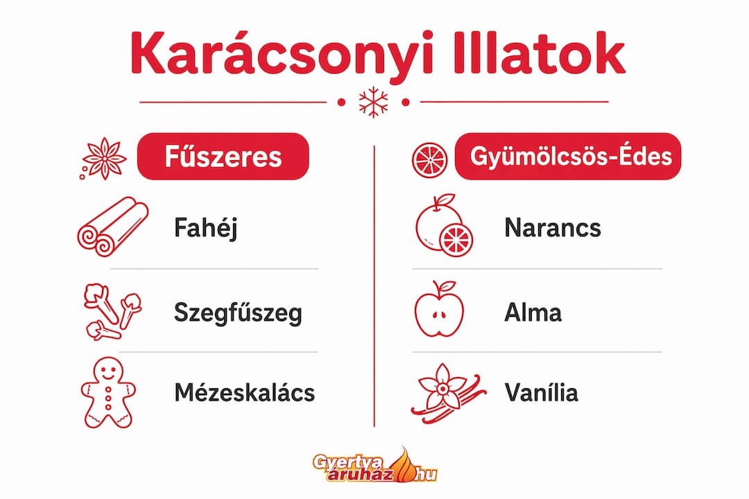 Karácsonyi illatok – az ünnepi aromák fő típusai infografikán