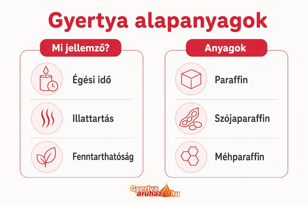 Gyertyák alapanyagai – szemléletes összehasonlítás egy infografikán
