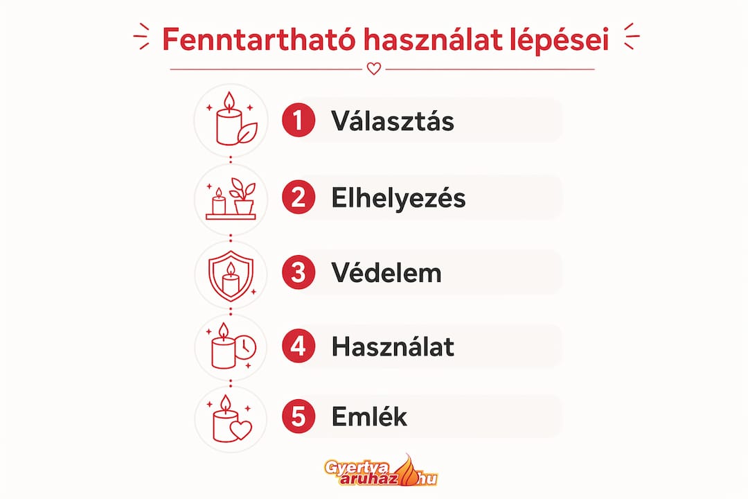 Infografika arról, hogyan használhatjuk környezetbarát gyertyákat és tartós örökrózsákat a mindennapokban