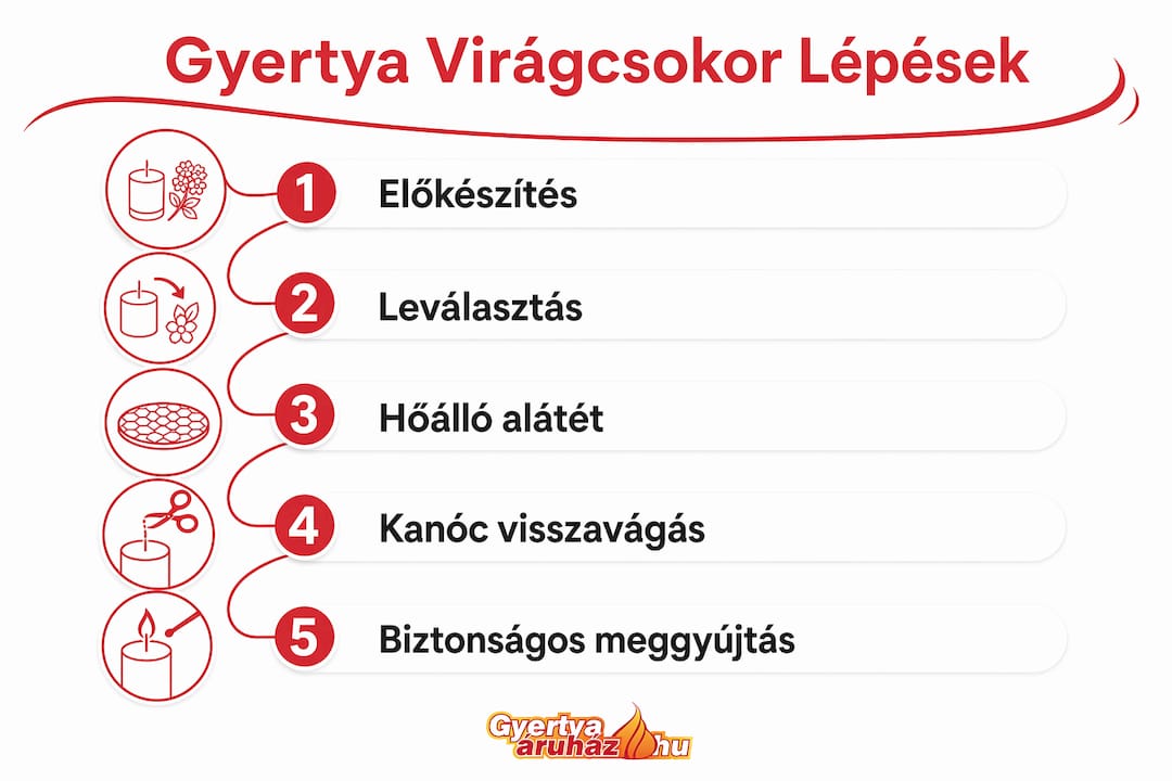 Lépésről lépésre: így készíts gyertyából virágcsokrot – infografika