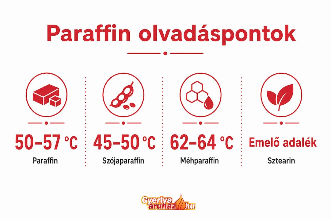 Infografika a paraffin különböző olvadáspontjainak szemléltetésére