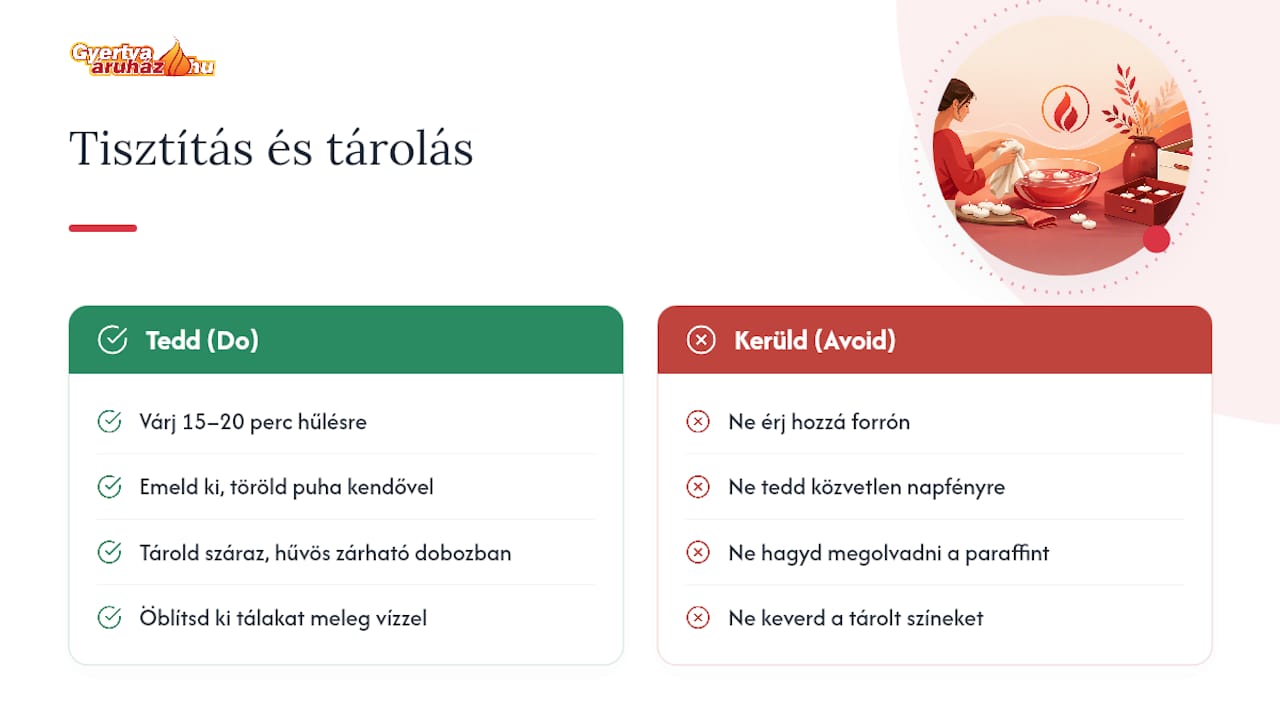 Hogyan tisztítsd és tárold az úszógyertyákat használat után? — overview diagram