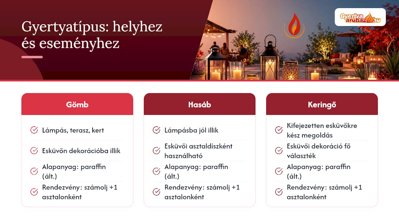 Kültéri gyertyafajták felhasználásának áttekintése