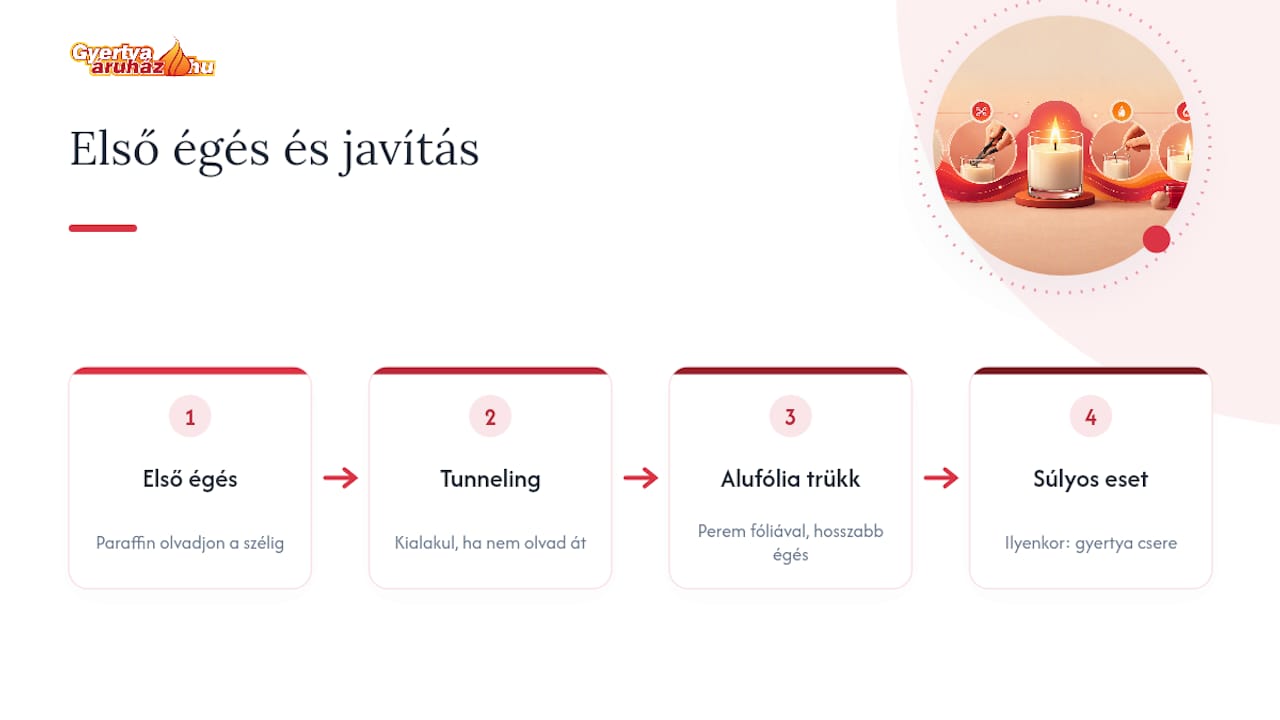 Az első égés és a tunneling javításának lépései