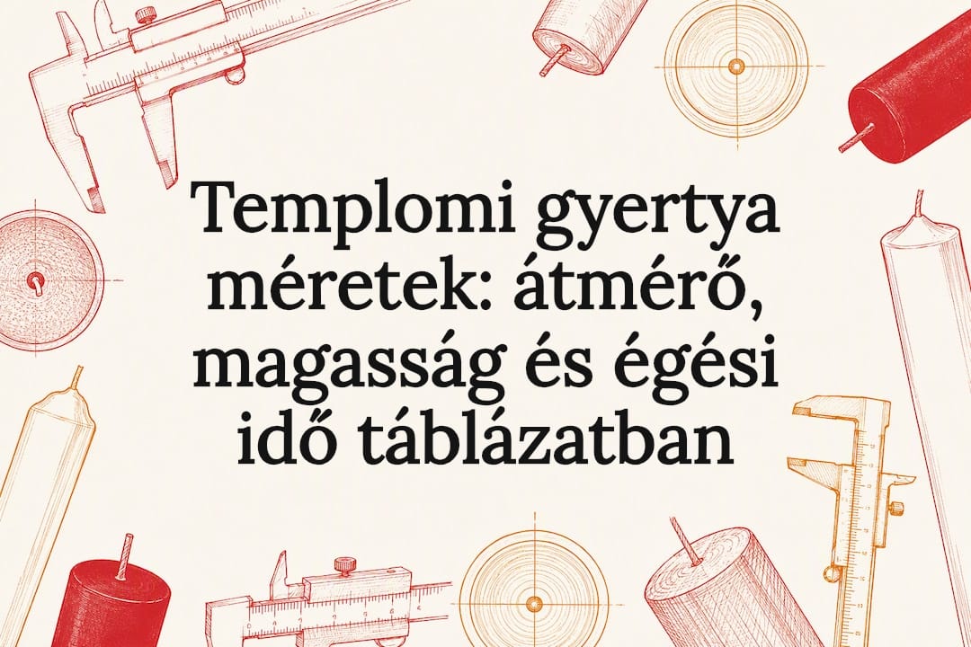 Templomi gyertya méretek: átmérő, magasság és égési idő táblázatban