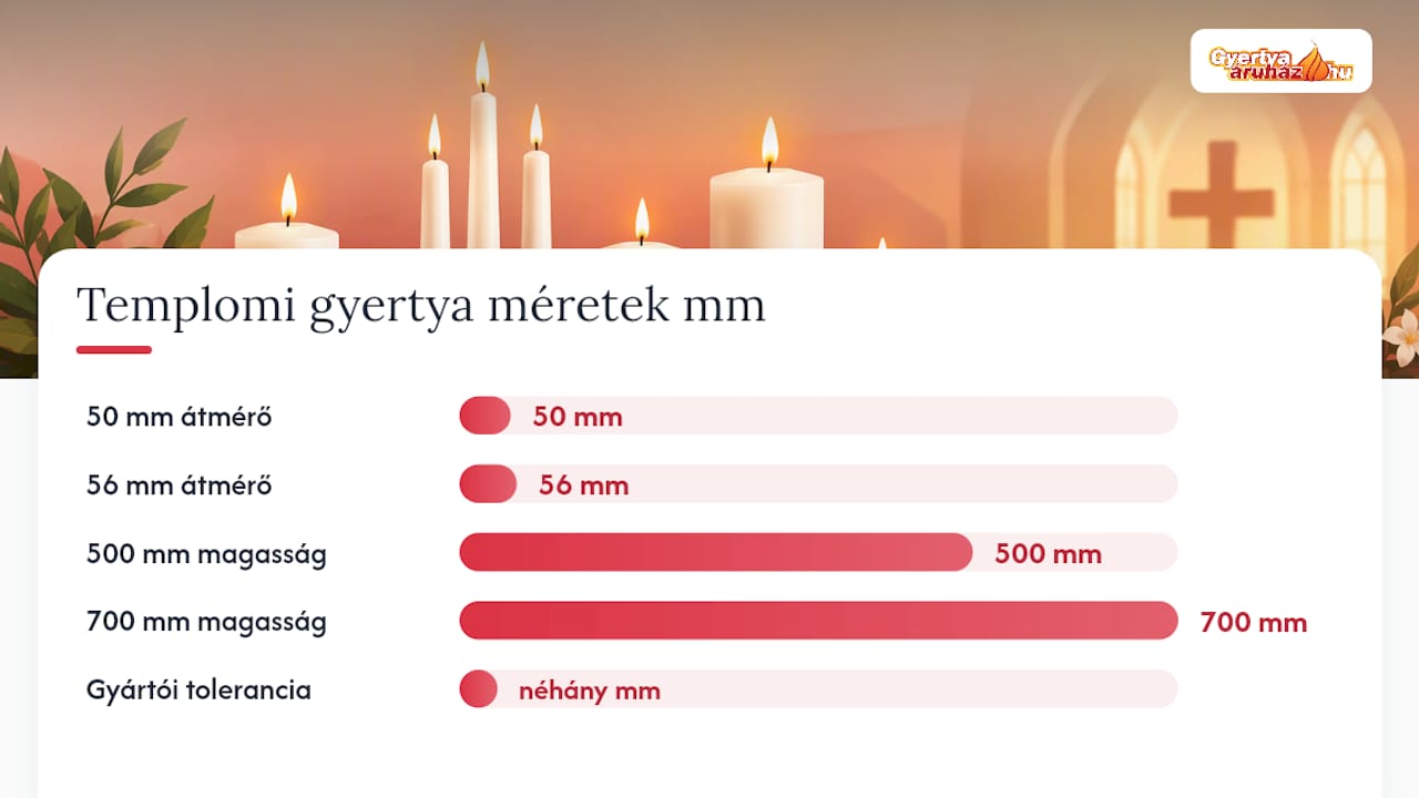 Két templomi gyertya méretének arányos összehasonlítása