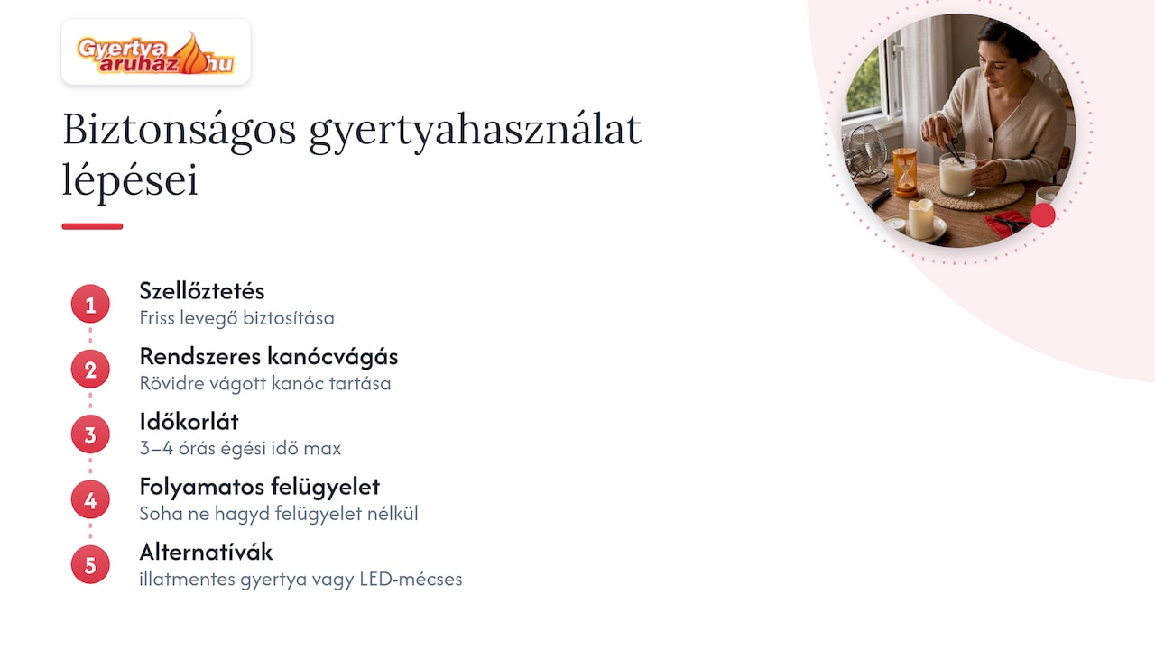 Gyertyahasználat biztonsági szabályai és alternatívái